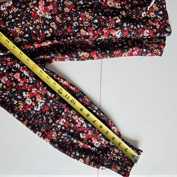 Anthropologie Pleione Black Mauve Ditsy Floral Cutout Long Sleeve Blouse - Picture 11 of 13